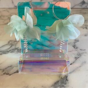 Hoop earrings with ruffles and beads